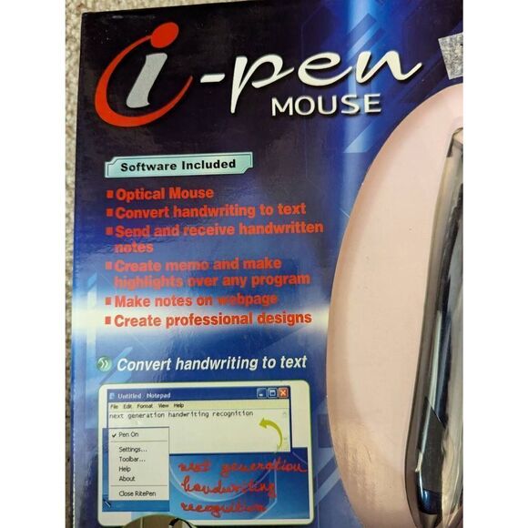Vintage i-Finger System i-Pen Optical Mouse With Software USB Model FM-100BN NEW - Picture 2 of 5